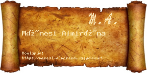 Ménesi Almiréna névjegykártya
